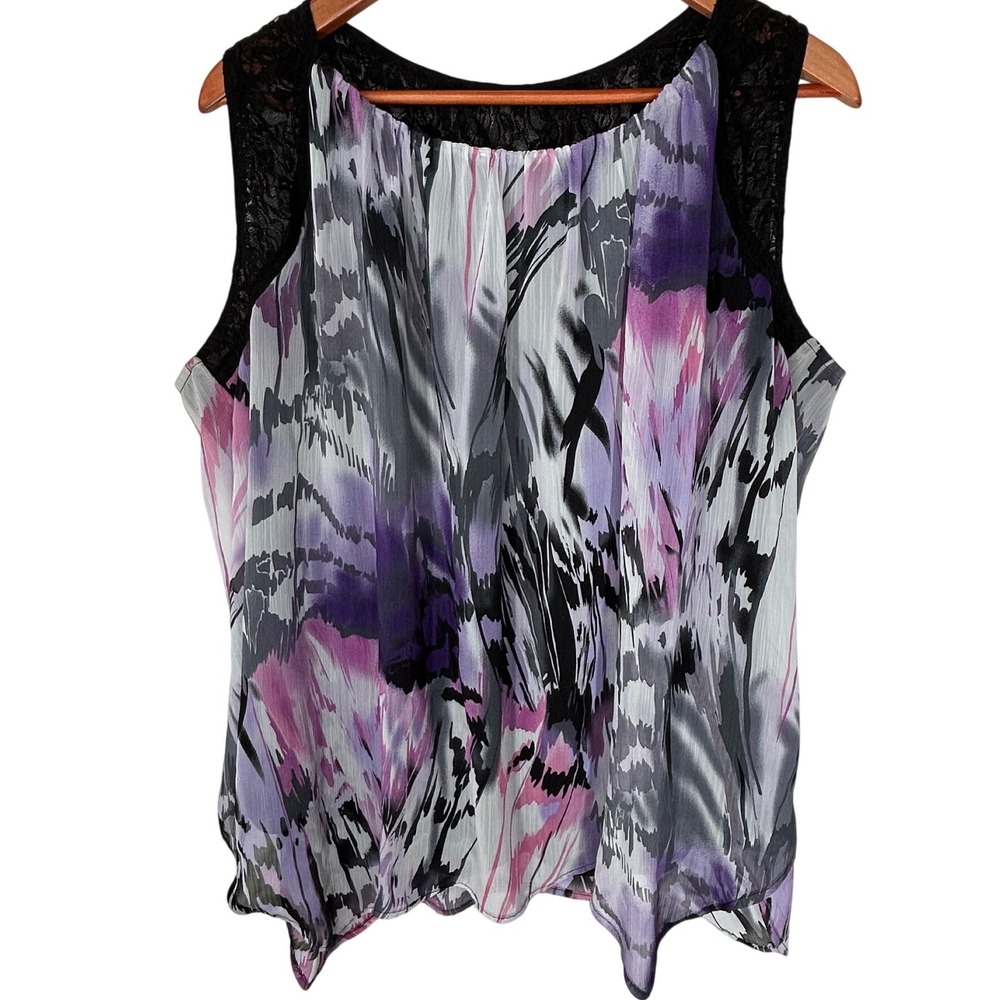 Lane‎ Bryant Watercolor Style Print Double Layer Tank Top Women's Size 18/20